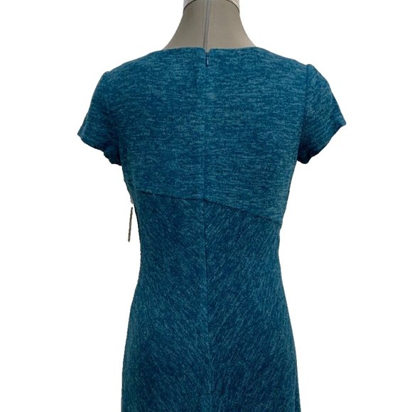 Ellen Tracy NWT Peacock Blue Sweater Dress Fit & Flare Asymmetrical Hem size 4 - Picture 6 of 6